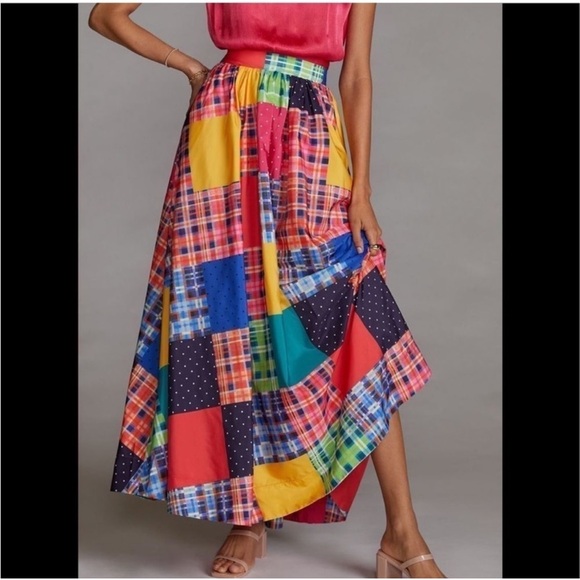NWT Anthropologie Maeve Patchwork A-line Maxi Skirt sz 1X - Picture 3 of 10